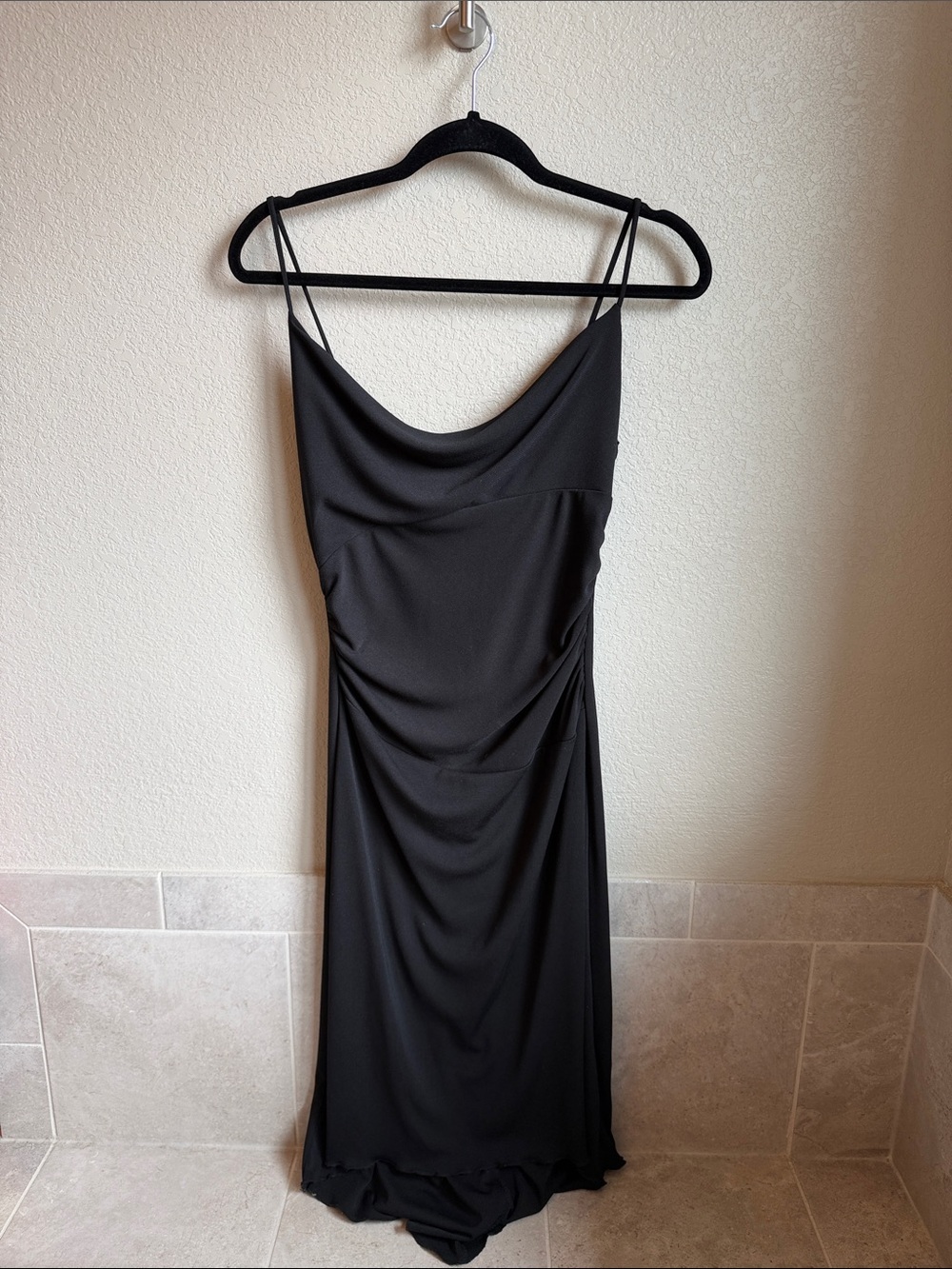 Vintage High Low Black Midi Dress